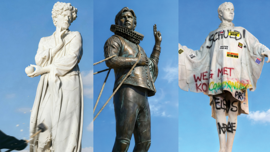 Privilege Trilogie: 3 beelden die beklad zijn of vernietigd worden. Dit zijn de 3 mannen van BLAUWDRUk.